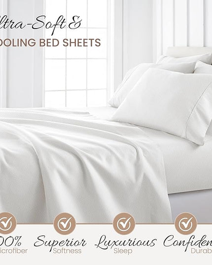 Linen Market 4 Piece Full Bedding Sheet Set (Gray Stippled) - Sleep Better Than Ever with These Ultra-Soft & Cooling Bed Sheets for Your Full Size Bed - Deep Pocket Fits 16" Mattress - LeafyLoom