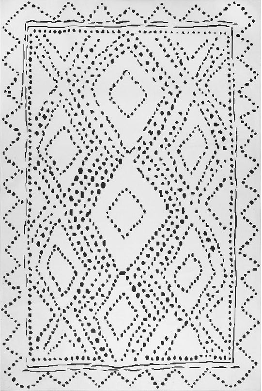 nuLOOM Mila Machine Washable Diamond Trellis Ultra Thin Area Rug, 3' x 5', Ivory - LeafyLoom