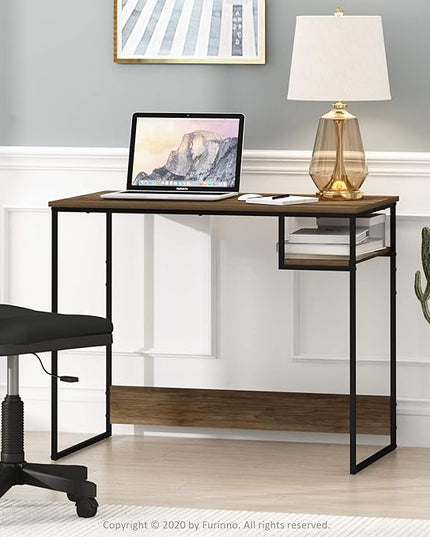 FURINNO Moretti Lifestyle Study Desk, 35 Inches, Columbia Walnut - LeafyLoom