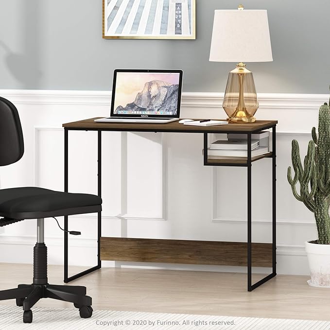 FURINNO Moretti Lifestyle Study Desk, 35 Inches, Columbia Walnut - LeafyLoom