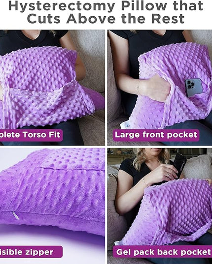 Zomaple Hysterectomy Pillow- Super Comfy Shock Absorbing Hysterectomy Recovery Pillow with 2 Pockets and Gel Pack- Tummy Pillow with Hands Placement Pouch - LeafyLoom