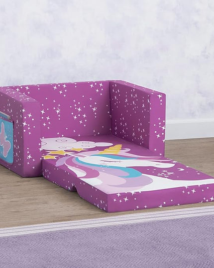 Delta Children Unicorn Cozee Flip-Out Chair For Relaxing - 2-in-1 Convertible Lightweight,Portable Chair to Lounger for Toddlers & Kids - LeafyLoom