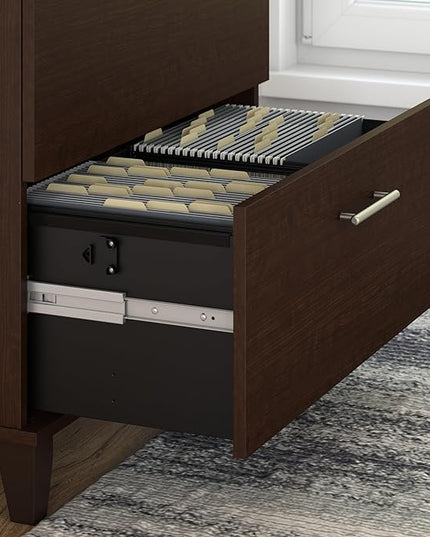 Bush Furniture Somerset 2 Drawer Lateral File Cabinet in Mocha Cherry - LeafyLoom