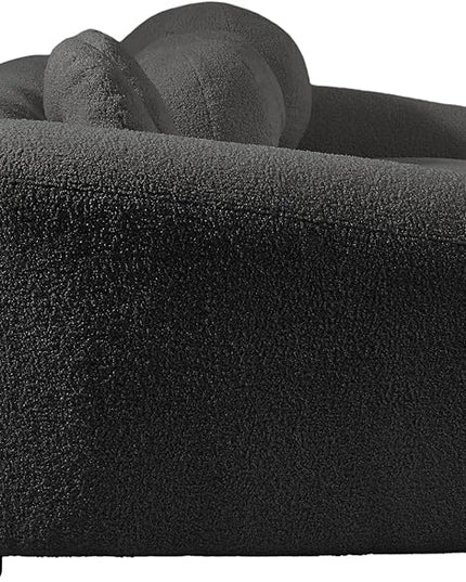 Seater Sofa&Couch Modern Cloud Curved Sofa Comfy Boucle Couch, Luxury 3 Teddy Fabric Upholstered Leisure Deap Seat Sectional Sofá with 5 Decorative Throw Pillows for Living Room, 87.7", Grey-338 - LeafyLoom