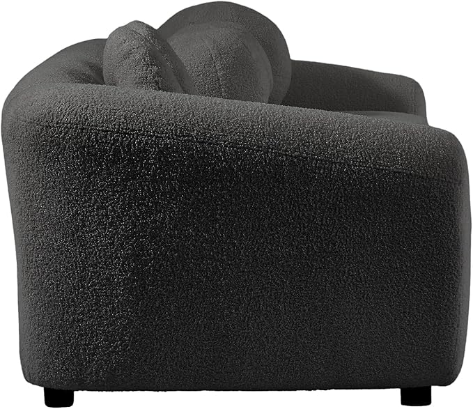 Seater Sofa&Couch Modern Cloud Curved Sofa Comfy Boucle Couch, Luxury 3 Teddy Fabric Upholstered Leisure Deap Seat Sectional Sofá with 5 Decorative Throw Pillows for Living Room, 87.7", Grey-338 - LeafyLoom