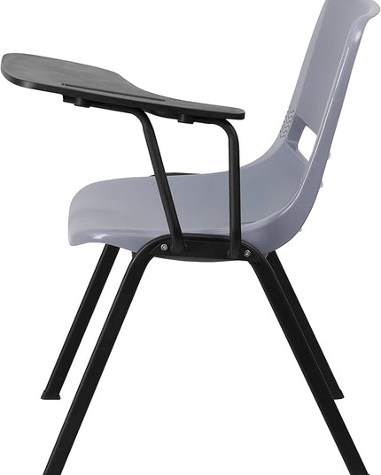 Flash Furniture HERCULES 5 Pack Gray Ergonomic Shell Chair with Left Handed Flip-Up Tablet Arm - LeafyLoom