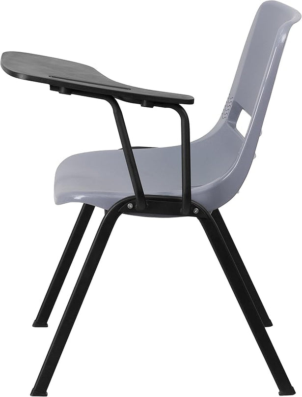 Flash Furniture HERCULES 5 Pack Gray Ergonomic Shell Chair with Left Handed Flip-Up Tablet Arm - LeafyLoom