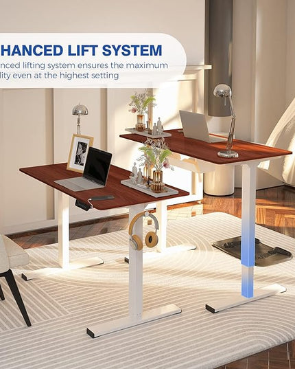 FLEXISPOT Standing Desk Electric Stand Up Desk with 40 x 24 Inches Whole-Piece Desktop Ergonomic Memory Controller Height Adjustable Desk E150(White Frame + 40" Mahogany Desktop) - LeafyLoom
