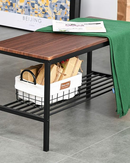 NicBex Dining Table for 4 Breakfast Nook Table Set Industrial 4 Piece Dining Room Table Set with Bench Wooden Kitchen Table and Chairs w/Storage Rack for Kitchen, Dinette, Rustic Brown - LeafyLoom