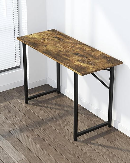 47 inch Folding Computer Desk, Writing Gaming Computer Camping Table, No Assembly Required Home Office Desk, Rustic Brown - LeafyLoom