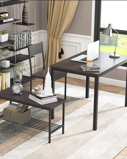sogesfurniture 4 Piece Dining Table Set, Dining Room Set, Kitchen Dinner Table with Benches for 4, Includes Table, 2 Chairs & Bench, Brown - LeafyLoom