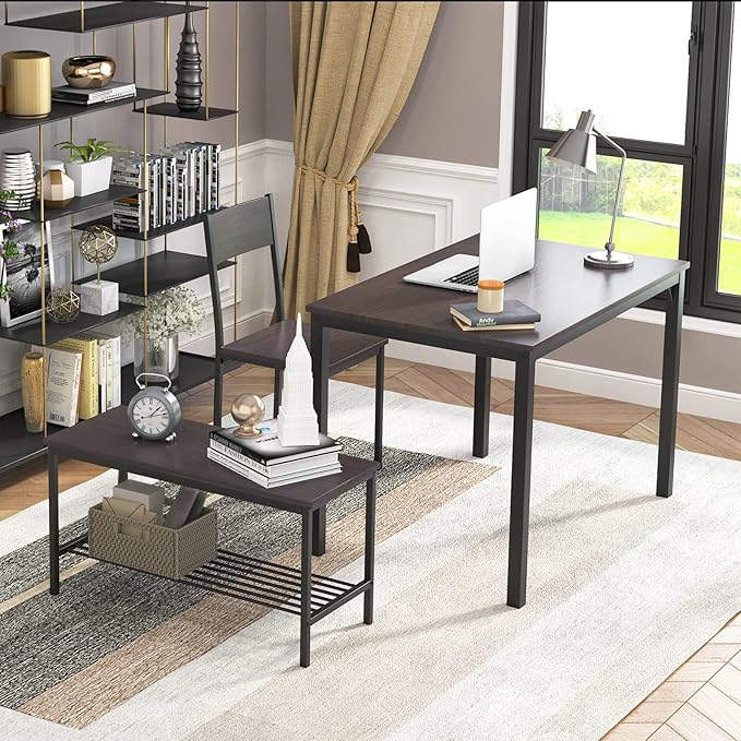 sogesfurniture 4 Piece Dining Table Set, Dining Room Set, Kitchen Dinner Table with Benches for 4, Includes Table, 2 Chairs & Bench, Brown - LeafyLoom