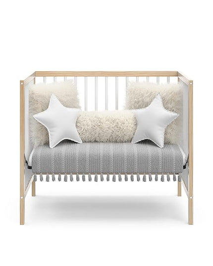 Graco Teddi 4-in-1 Convertible Mini Crib with Bonus Water-Resistant Mattress (Natural with White) – GREENGUARD Gold Certified, 2.75-Inch Mattress Included, Convenient Size, Easy 30-Minute Assembly - LeafyLoom