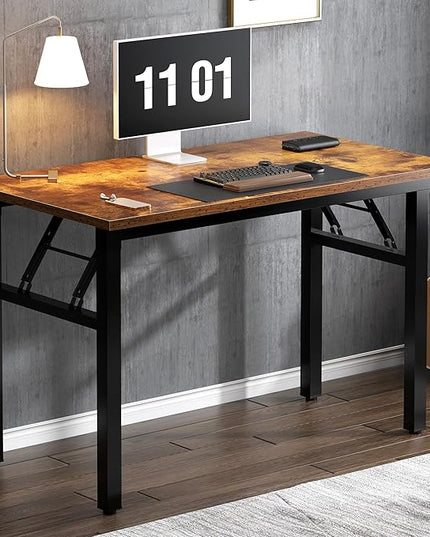 Need 39.4 inches Computer Desk for Small Space Small Folding Table Small Writing Desk Compact Desk Foldable Desk with BIFMA Certification, No Install Needed, Rustic Brown AC5-10060-FB - LeafyLoom