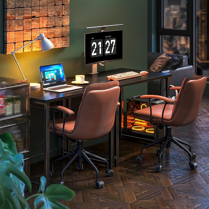 Coleshome 32 Inch Computer Desk, Modern Simple Style Desk for Home Office, Study Student Writing Desk, Black - LeafyLoom