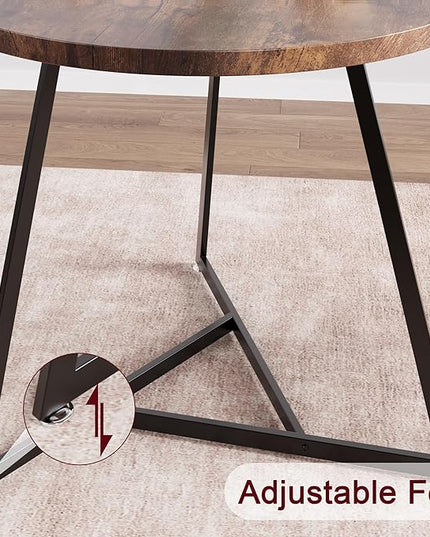 GAOMON Round Dining Table Set for 2 with Cushion Chairs, 3 Piece Kitchen Table and Upholstered Chairs Circular, Wood Dinning Room Table Furniture Set for Kitchen Apartment, Rustic Brown - LeafyLoom