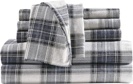 Comfort Spaces Cotton Flannel Breathable Warm Deep Pocket Sheets With Pillow Case Bedding, Twin, Scottish Plaid Blue, 3 Piece - LeafyLoom