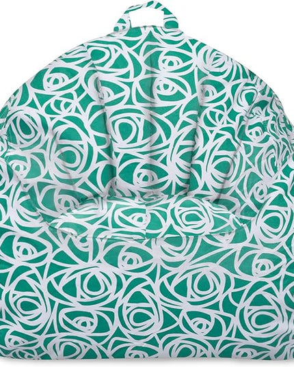 Posh Creations Structured Comfy Bean Bag Chair for Gaming, Reading, and Watching TV, Malibu Lounge, Canvas - Roses Mint - LeafyLoom