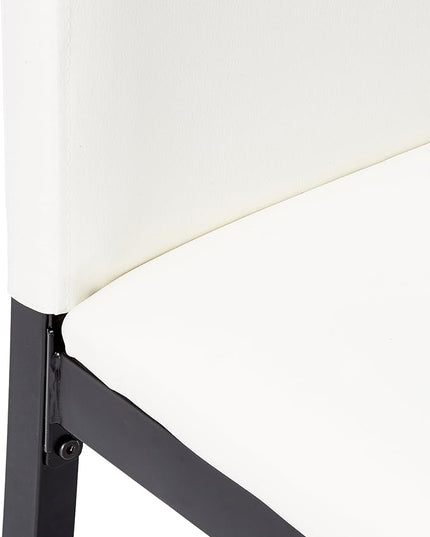 Roundhill Furniture Noyes Faux Leather Metal Frame Dining Chair, White - LeafyLoom