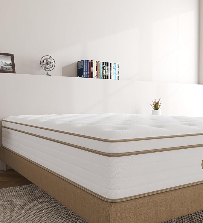 Queen Size Mattress,12 Inch Memory Foam Hybrid Mattress in a Box with Individual Pocket Spring,for Pressure Relief Motion Isolation Queen Size White Mattresses,CertiPUR-US. - LeafyLoom