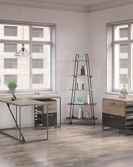 Bush Furniture Refinery 3 Drawer Mobile File Cabinet, Rustic Gray (RFF116RG-03) - LeafyLoom