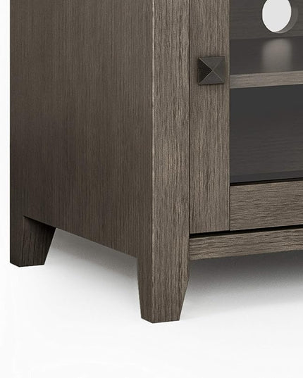 SIMPLIHOME Cosmopolitan SOLID WOOD 48 Inch Wide Contemporary TV Media Stand in Farmhouse Grey for TVs up to 55 Inches, For the Living Room and Entertainment Center - LeafyLoom