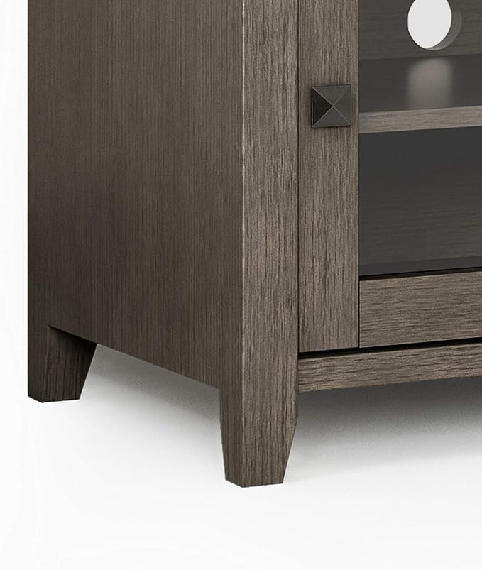 SIMPLIHOME Cosmopolitan SOLID WOOD 48 Inch Wide Contemporary TV Media Stand in Farmhouse Grey for TVs up to 55 Inches, For the Living Room and Entertainment Center - LeafyLoom