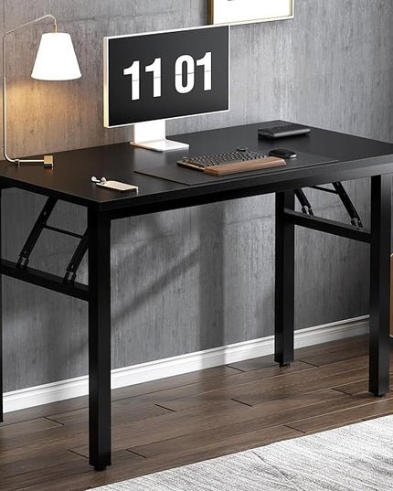 Need 39.4 inches Computer Desk for Small Space Small Folding Table Small Writing Desk Compact Desk Foldable Desk with BIFMA Certification, No Install Needed, Black - LeafyLoom
