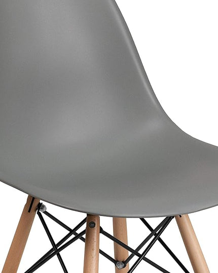 Flash Furniture Elon Series Moss Gray Plastic Chair with Wooden Legs - LeafyLoom