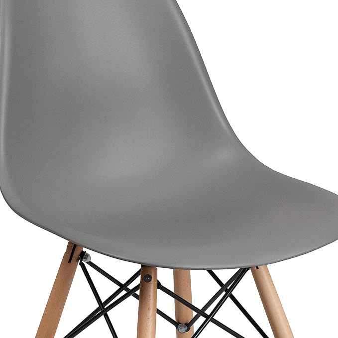Flash Furniture Elon Series Moss Gray Plastic Chair with Wooden Legs - LeafyLoom
