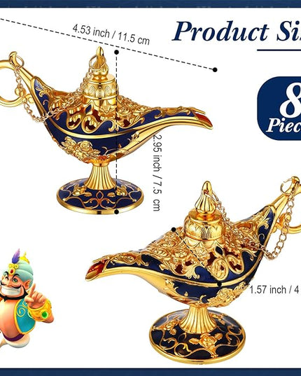 6 Pieces Magic Lamp Halloween Vintage Legend Lamp Wishing Light Costume Lamp Classic Costume Props Lamp Tabletop Decoration for Arabian Costume Props Home Party Birthday Wedding Delicate Gift (Blue) - LeafyLoom