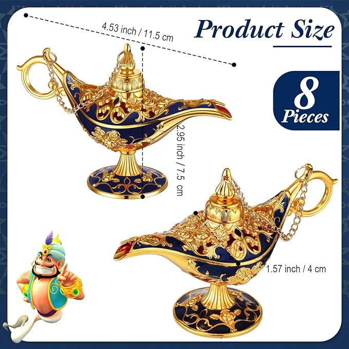 6 Pieces Magic Lamp Halloween Vintage Legend Lamp Wishing Light Costume Lamp Classic Costume Props Lamp Tabletop Decoration for Arabian Costume Props Home Party Birthday Wedding Delicate Gift (Blue) - LeafyLoom