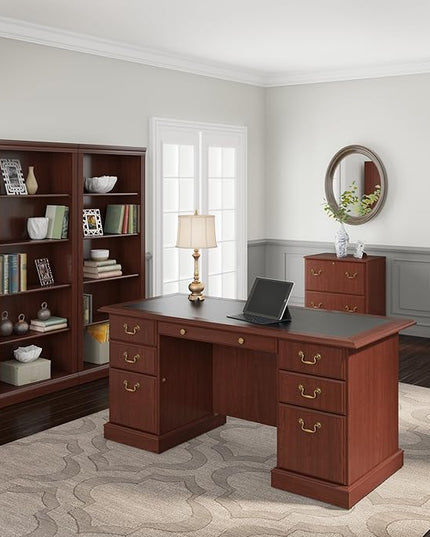 Bush Saratoga Lateral File Cabinet, Harvest Cherry (EX45654-03) - LeafyLoom
