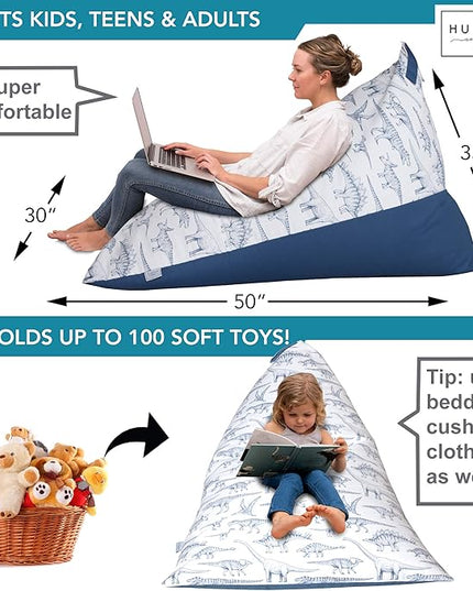 Huddle Designer Stuffed Animal Bean Bag Storage Washable XL Cover -The Original Bean Bag for Stuffed Animals Storage Premium Stuffed Animal Storage Bean Bag for Kids | Strong Zipper, Thick Canvas - LeafyLoom