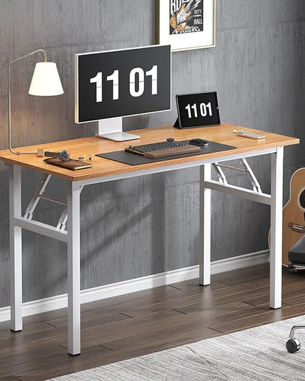 Need 47 inches Computer Desk Office Desk Folding Table with BIFMA Certification Computer Table Workstation,Teak White AC5BW-120 - LeafyLoom