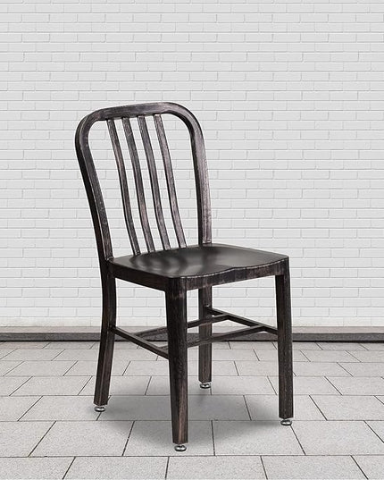 Flash Furniture Gael Commercial Grade 2 Pack Black-Antique Gold Metal Indoor-Outdoor Chair - LeafyLoom