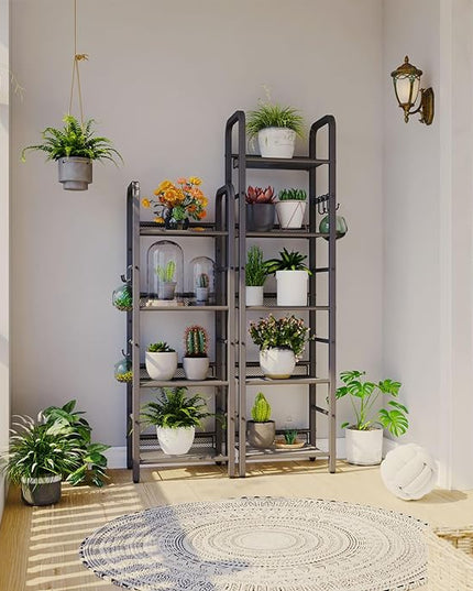 YMYNY 5 Tier Bookshelf, Freestanding Bookcase for Living Room, Bedroom, Home Office, Multi-Functional Storage Rack Organizer, Display Rack with Metal Frame, Rust Resistance, Black, UHBC055B - LeafyLoom