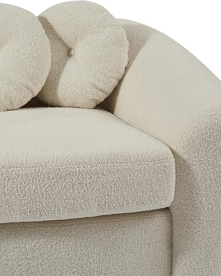 Seater Sofa&Couch Modern Cloud Curved Sofa Comfy Boucle Couch, Luxury 3 Teddy Fabric Upholstered Leisure Deap Seat Sectional Sofá with 5 Decorative Throw Pillows for Living Room, 87.7", Beige-338 - LeafyLoom
