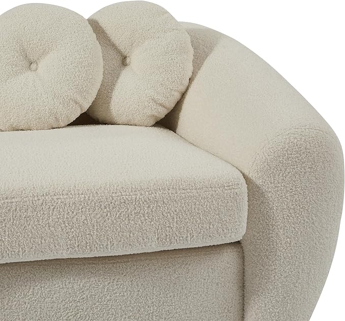 Seater Sofa&Couch Modern Cloud Curved Sofa Comfy Boucle Couch, Luxury 3 Teddy Fabric Upholstered Leisure Deap Seat Sectional Sofá with 5 Decorative Throw Pillows for Living Room, 87.7", Beige-338 - LeafyLoom