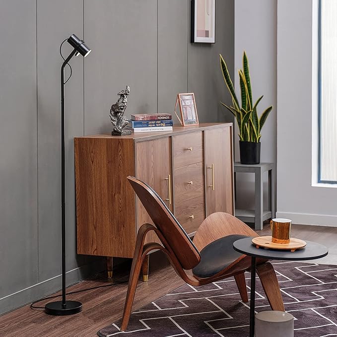 Globe Electric MRDK by Globe Series.01.FL 58" LED Floor Lamp, 9 Watts, 400 Lumens, 3000 Kelvin Warm White, Adjustable Shade, On/Off Rocker Switch on Shade, Matte Black - LeafyLoom