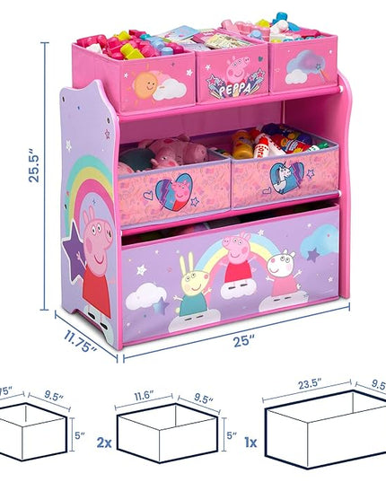 Delta Children Design & Store 6 Bin Toy Storage Organizer, Peppa Pig - LeafyLoom