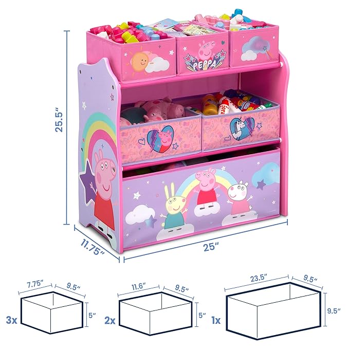 Delta Children Design & Store 6 Bin Toy Storage Organizer, Peppa Pig - LeafyLoom