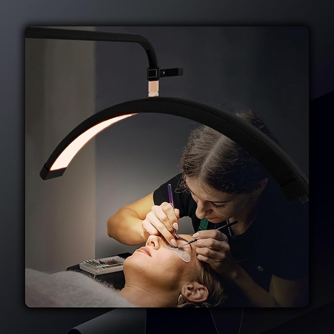 LED Floor Light, Half Moon Lamp for Lash Extension, Lighting for Beauty, Skincare, Lashes, Eyebrows, Filming Content Creation-Modern Black - LeafyLoom