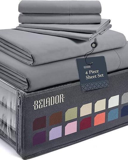 BELADOR Silky Soft Twin XL Sheet Set - Luxury Bed Sheets for Twin XL Size Bed, Secure-Fit Deep Pocket Sheets with Elastic, Breathable Hotel Sheets and Pillowcase Set, Wrinkle Free Oeko-Tex Sheets - LeafyLoom