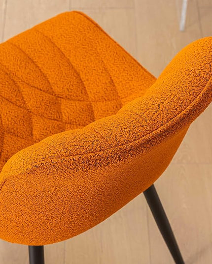 Elegant Dining Chair with Soft Padded Seat Armless Upholstered Kitchen Chairs Velvet Dining Table Chair with Curved Backrest for Kitchen Bedroom Side Dining Room, Set of 2, Orange - LeafyLoom