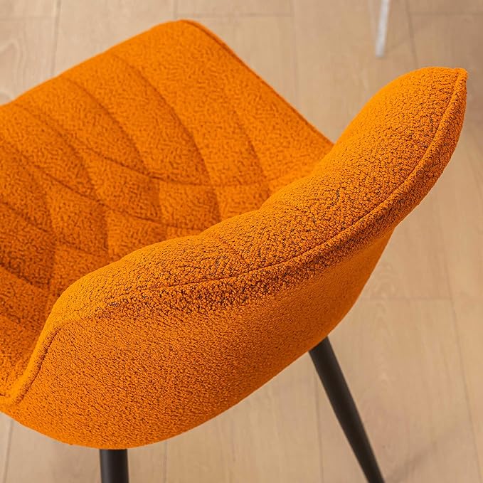 Elegant Dining Chair with Soft Padded Seat Armless Upholstered Kitchen Chairs Velvet Dining Table Chair with Curved Backrest for Kitchen Bedroom Side Dining Room, Set of 2, Orange - LeafyLoom