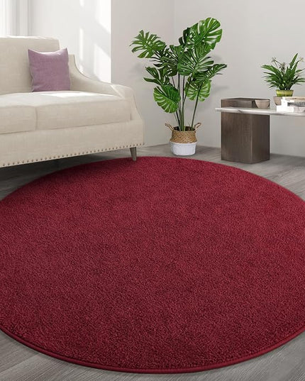 Round Area Rugs for Bedroom Living Room, 4x4 Rose Red Super Soft Comfy Thickened Memory-Foam Indoor Circle Carpets, Modern Aesthetic Minimalist Carpet for Boys Girls Adults Nursery Home Décor - LeafyLoom
