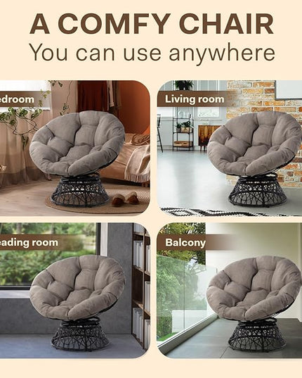 Bme Papasan Chair, Silver clound - Black Base - LeafyLoom
