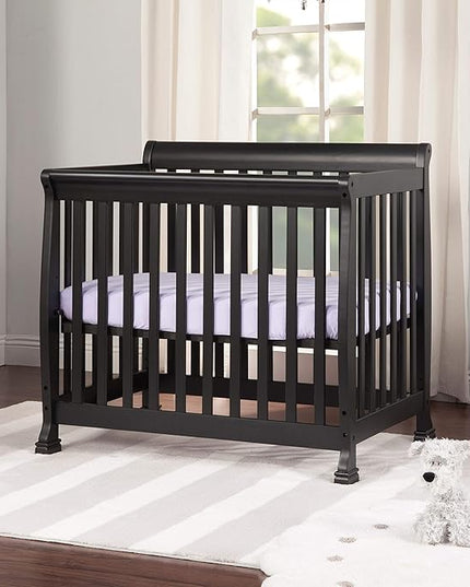 DaVinci Kalani 4-in-1 Convertible Mini Crib in Ebony | Greenguard Gold Certified - LeafyLoom