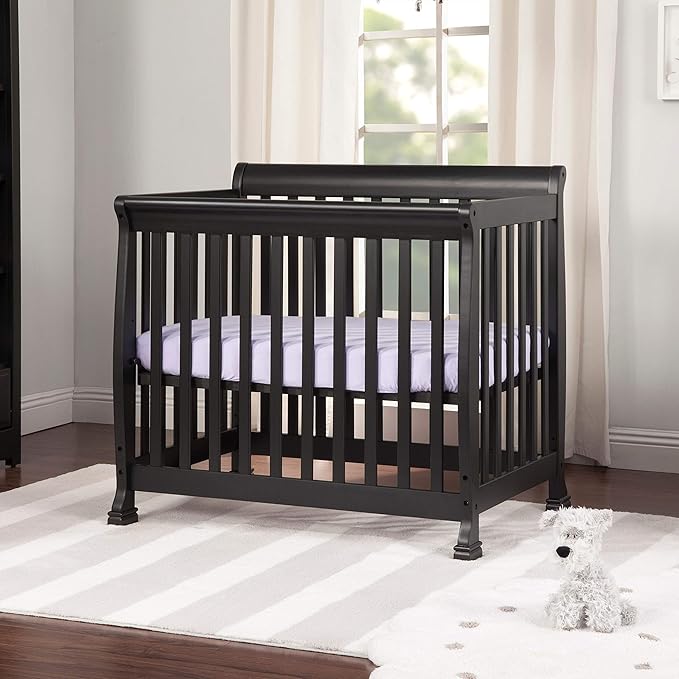 DaVinci Kalani 4-in-1 Convertible Mini Crib in Ebony | Greenguard Gold Certified - LeafyLoom